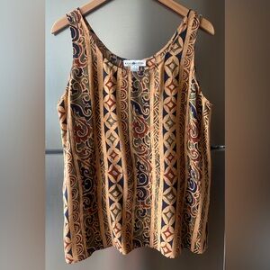 Vintage Silk Tank Real Clothes Saks Fifth Avenue L Boho Pattern Top